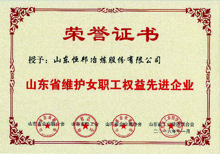 山东省维护女职工先进企业